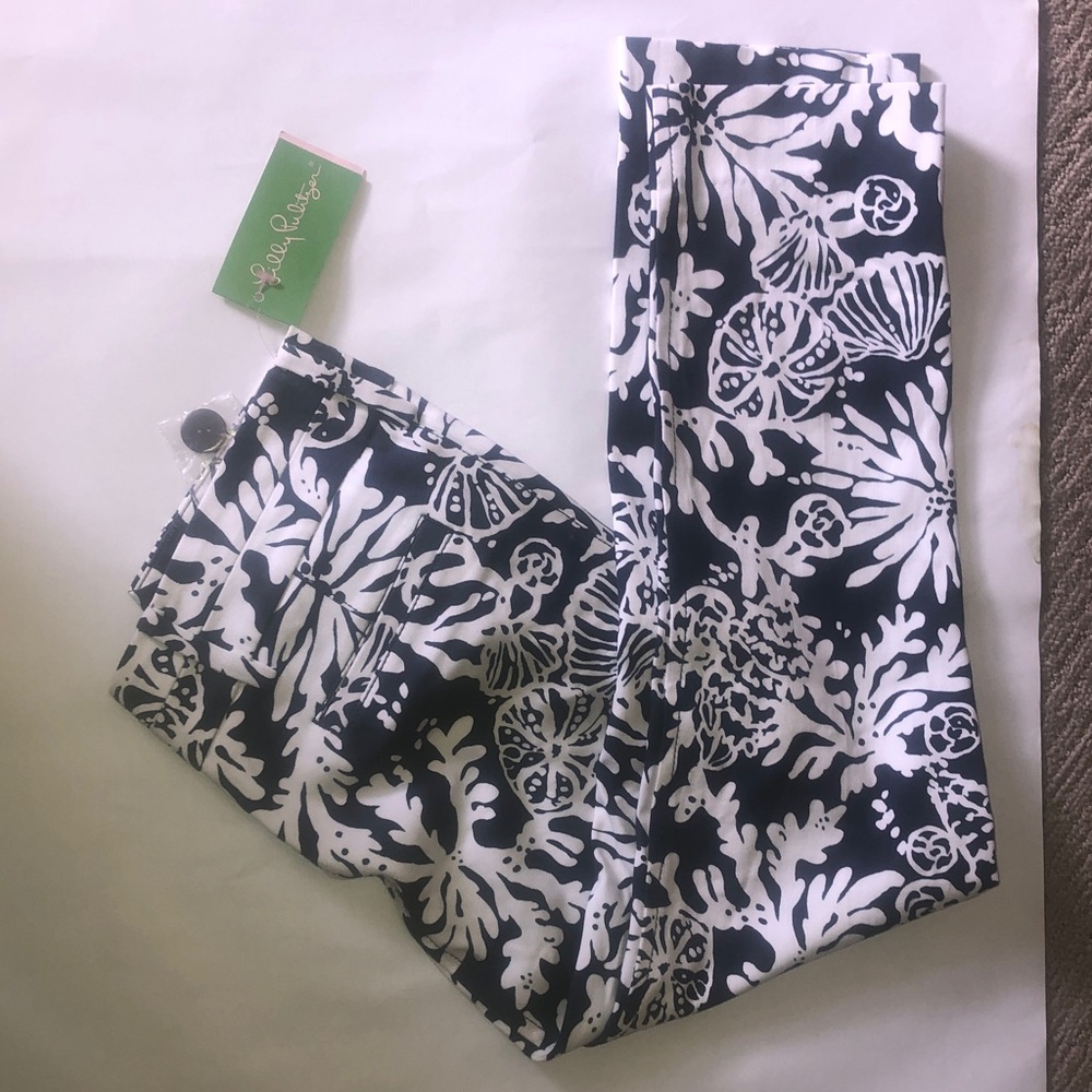 Lily Pulitzer size 0 Lux Capri In the Groove navy & white coral reef print